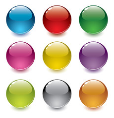 set of realistic, colorful, vector spheres
