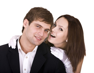 Couple of girl and man. Love.