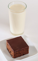Brownie and milk.