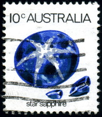 Naklejka premium Australia. Star Sapphire. Timbre postal oblitéré.