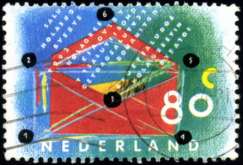 Nederland. Enveloppe de courrier. Timbre postal oblitéré.