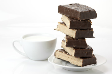 Chocolate wafer and milk