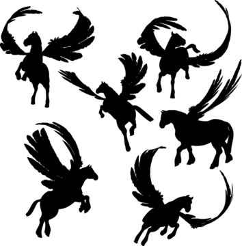 Winged Horse Silhouettes
