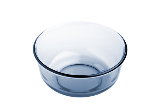 Blue glass bowl isolated on white