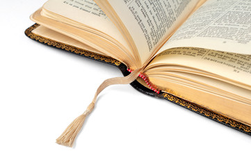 Open Bible isolated on a white background