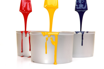 CMYK trowels, with printing ink
