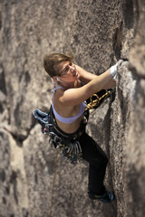 Female rock climber.
