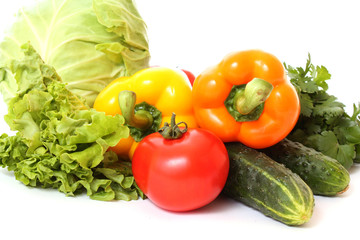 different  Fresh vegetables on white background