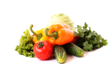 different  Fresh vegetables on white background