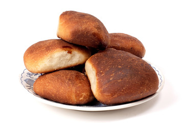 Donuts on plate isolated on white