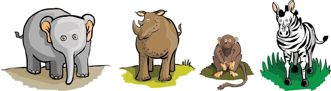 Vector illustration of isolated safari animals set