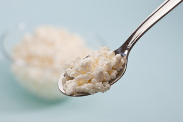 spoon with cottage cheese