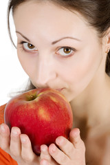 Woman eating apple