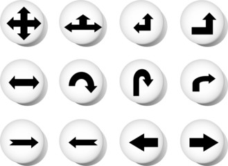 Arrows. Set of 12 round vector buttons for web
