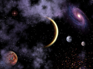Obraz na płótnie Canvas Planety i Mgławica