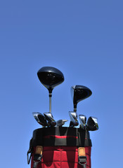 Golf Clubs in a Red Bag