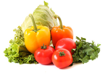 Ripe  vegetables on white background