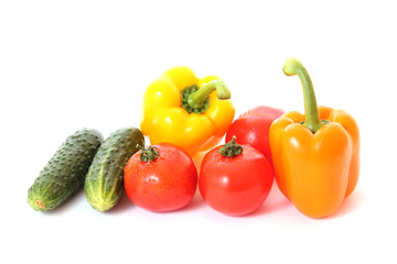 Fresh vegetables on white background. Diet concept.