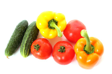 Fresh vegetables on white background. Diet concept.