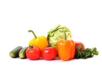 Fresh vegetables on white background. Diet concept.