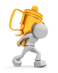 Worker carries cup