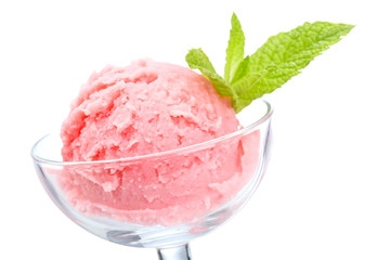 Delicious raspberries ice cream