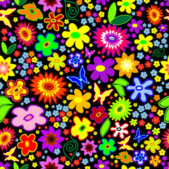 Floral seamless background, vector illustration