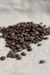 Fototapeta na wymiar Coffee beans on a coffee bag