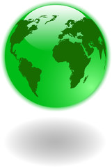 the vector green world map and globe