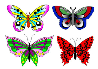 Fototapeta na wymiar Schmetterling Set in Farbe