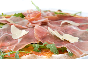 italian pizza with ham and cheese
