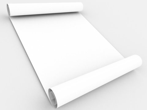 White paper scroll on white background