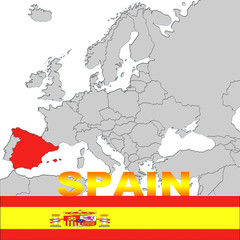 Spain map and flag