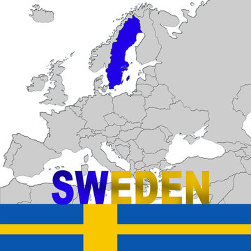 Sweden map and flag