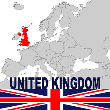 United kingdom map and flag