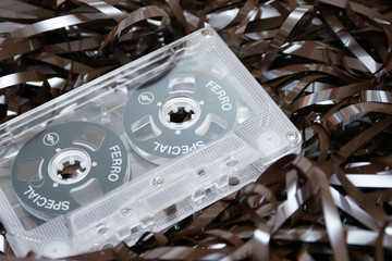 spulen audio cassette bandsalat