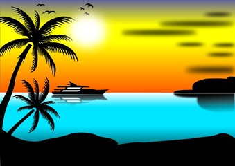 Fototapeta na wymiar Lato, słońce, wyspa i jachtów