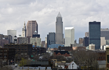 Fototapeta na wymiar Chmury nad Downtown Cleveland