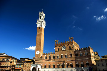 Siena, palazzo Pubblico e Torre del Mangia 2 - obrazy, fototapety, plakaty