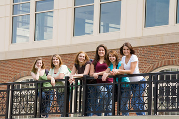 Group of College Girls on Campus
