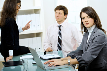 Young manager and team