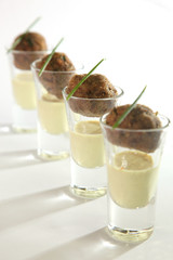 set of glasses with sauce