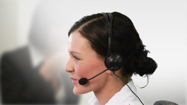 Businesswoman working in a call center