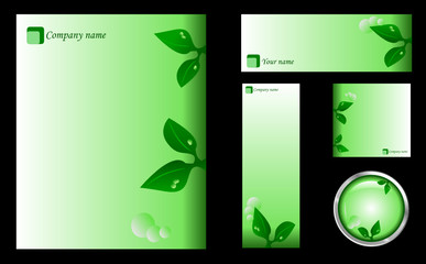 Green Design Template Icon Logo Button Card Set