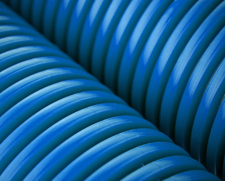 Blue plastic pipes