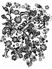 black design with flowers