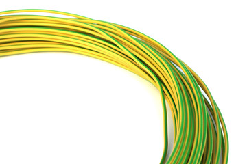 fil électrique bicolore, jaune et vert, pour prise de terre