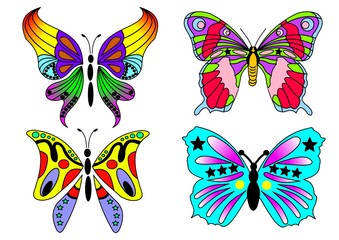 Plakat Farbiges Schmetterling Set