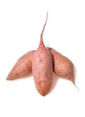 a few sweet potatoes with white back ground
