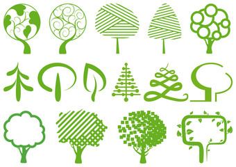 Environment symbols. Simple icons of trees